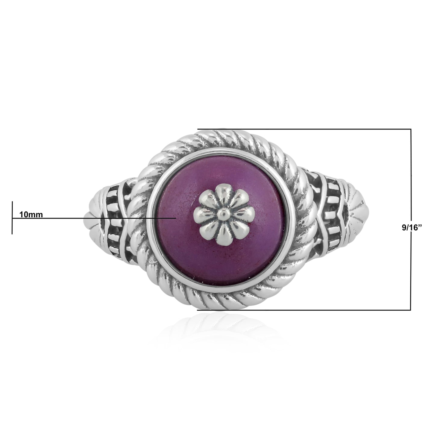 Southwestern Purple Wildflower Ring-Crafted from Sterling Silver with Phosphosiderite Gemstone, Sizes 5 - 10