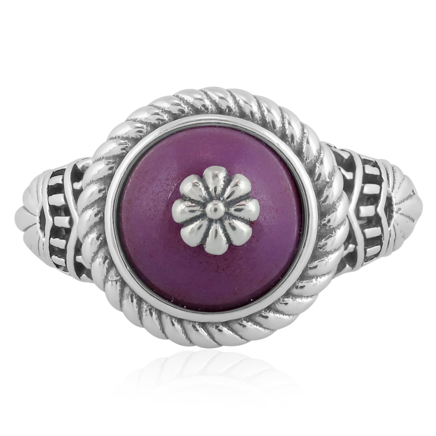 Southwestern Purple Wildflower Ring-Crafted from Sterling Silver with Phosphosiderite Gemstone, Sizes 5 - 10