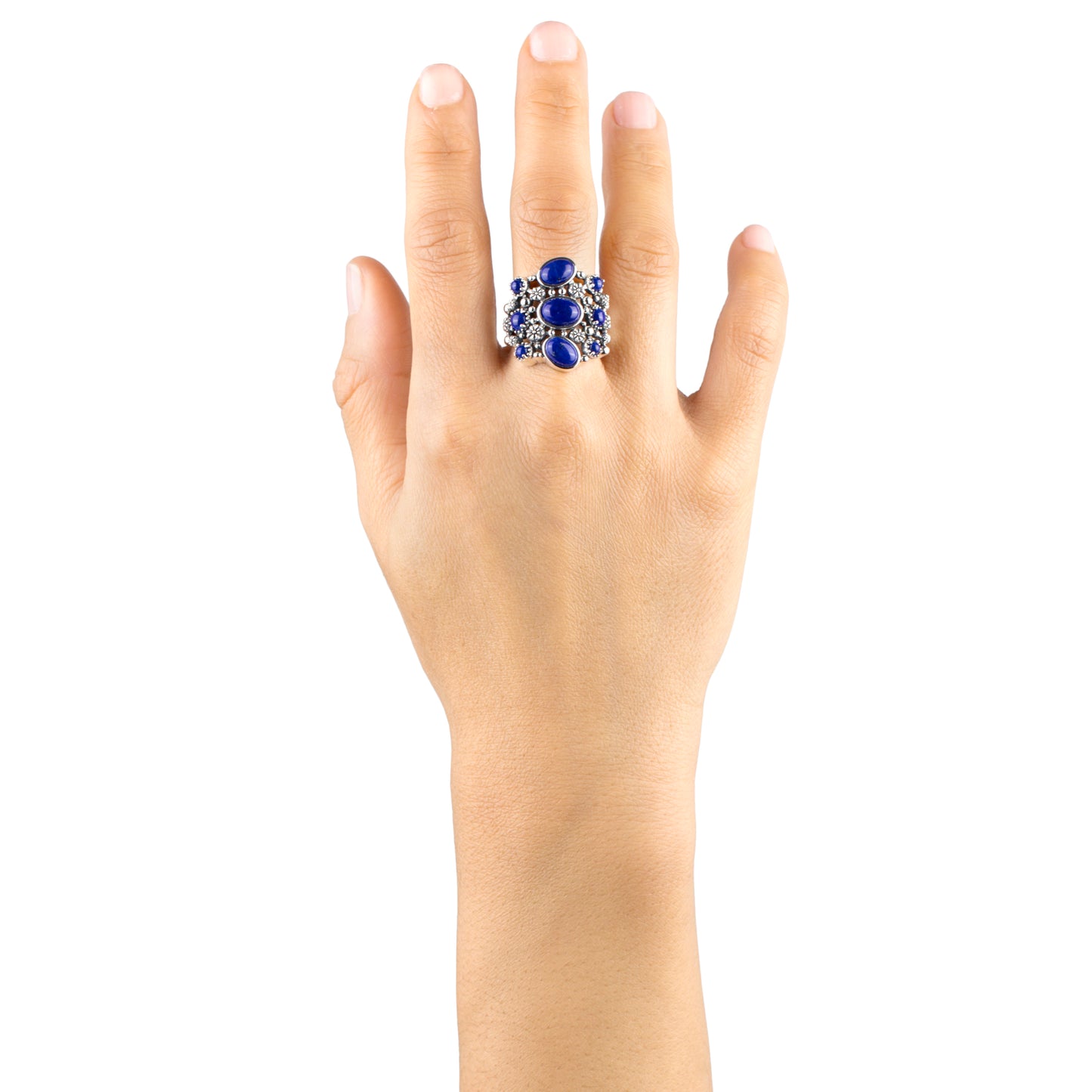 EXCLUSIVELY OURS! Sterling Silver Lapis 9-Stone Cluster Ring, Sizes 5 to 11