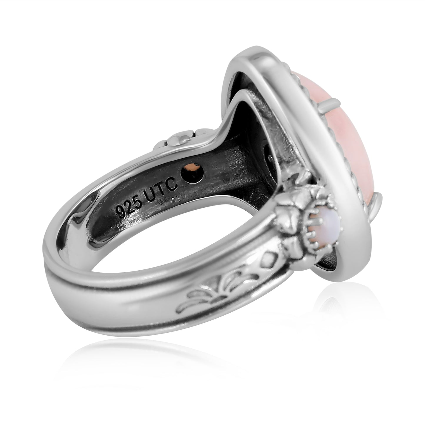 EXCLUSIVELY OURS! Sterling Silver Pink Opal Rope Teardrop Ring Sizes 5 to 10