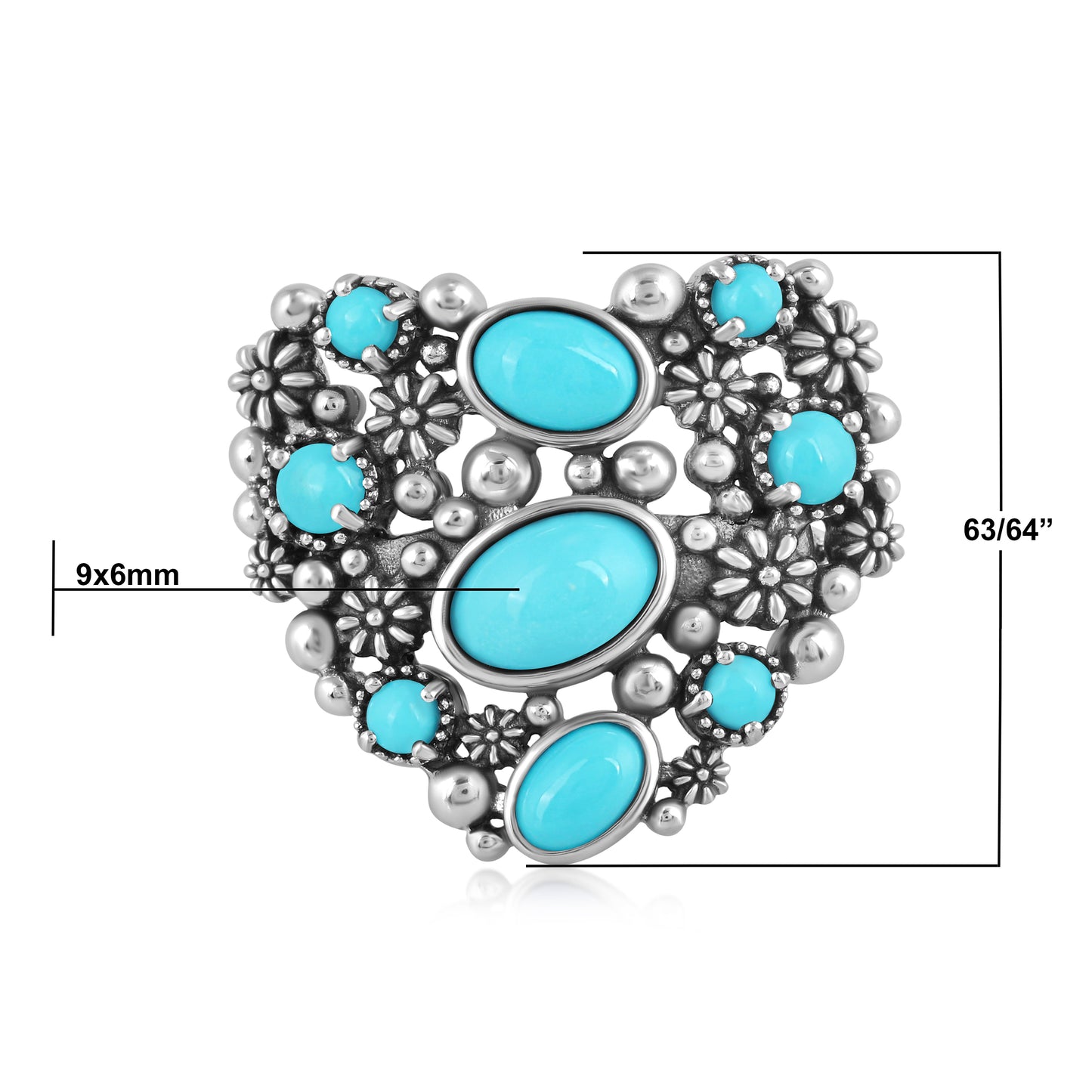 LIMITED EDITION! Sterling Silver Sleeping Beauty Turquoise Heart Ring, Sizes 5 to 11