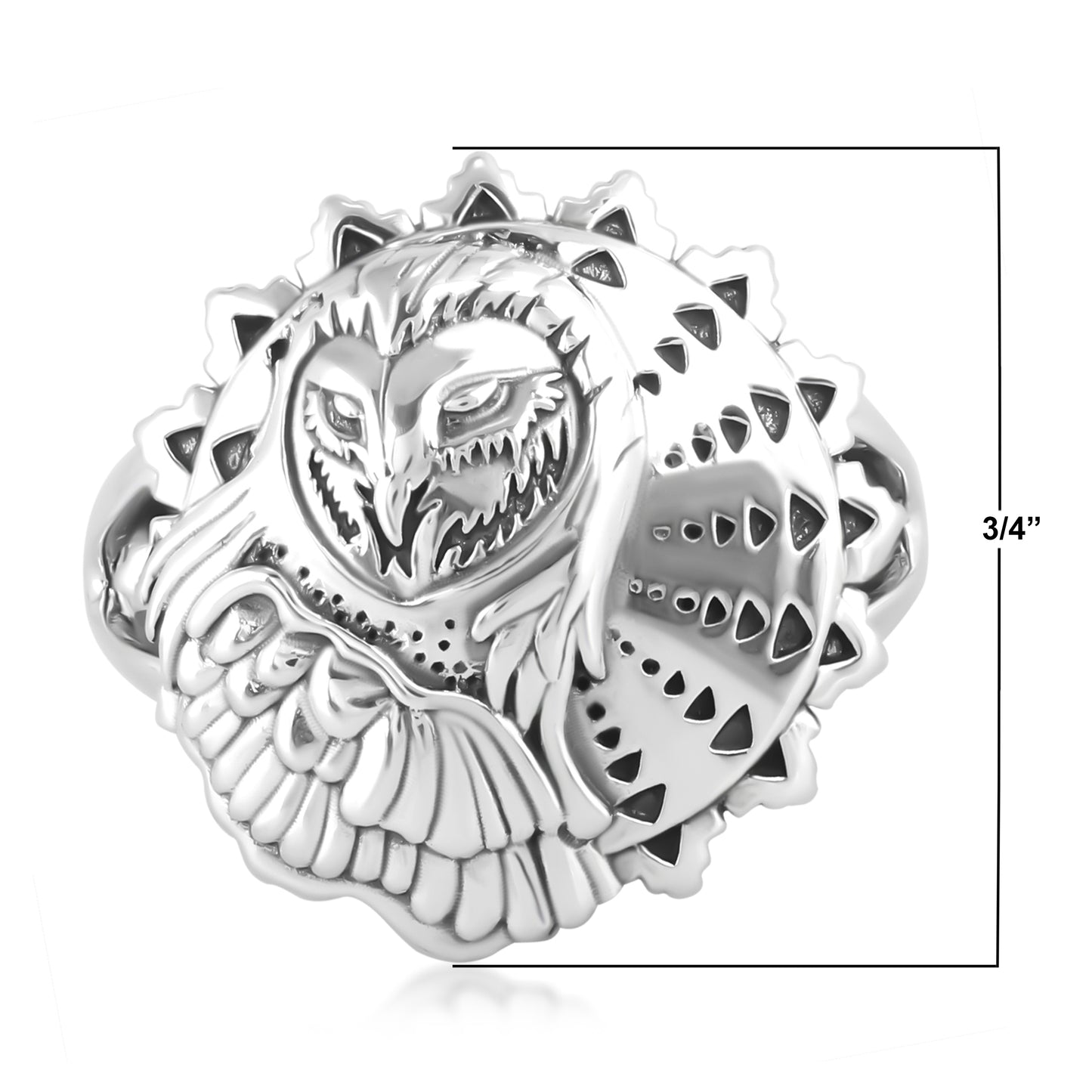 Sterling Silver Fritz Casuse Bold Owl Design Ring, Sizes 5 to 11