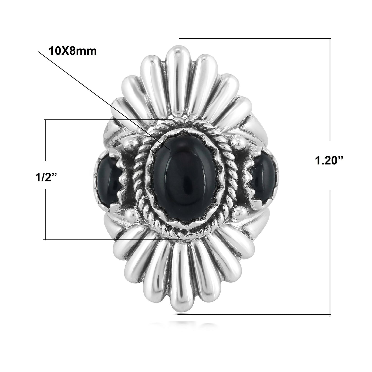EXCLUSIVELY OURS! Sterling Silver Black Agate Crown Design Ring Set, Sizes 5 to 10
