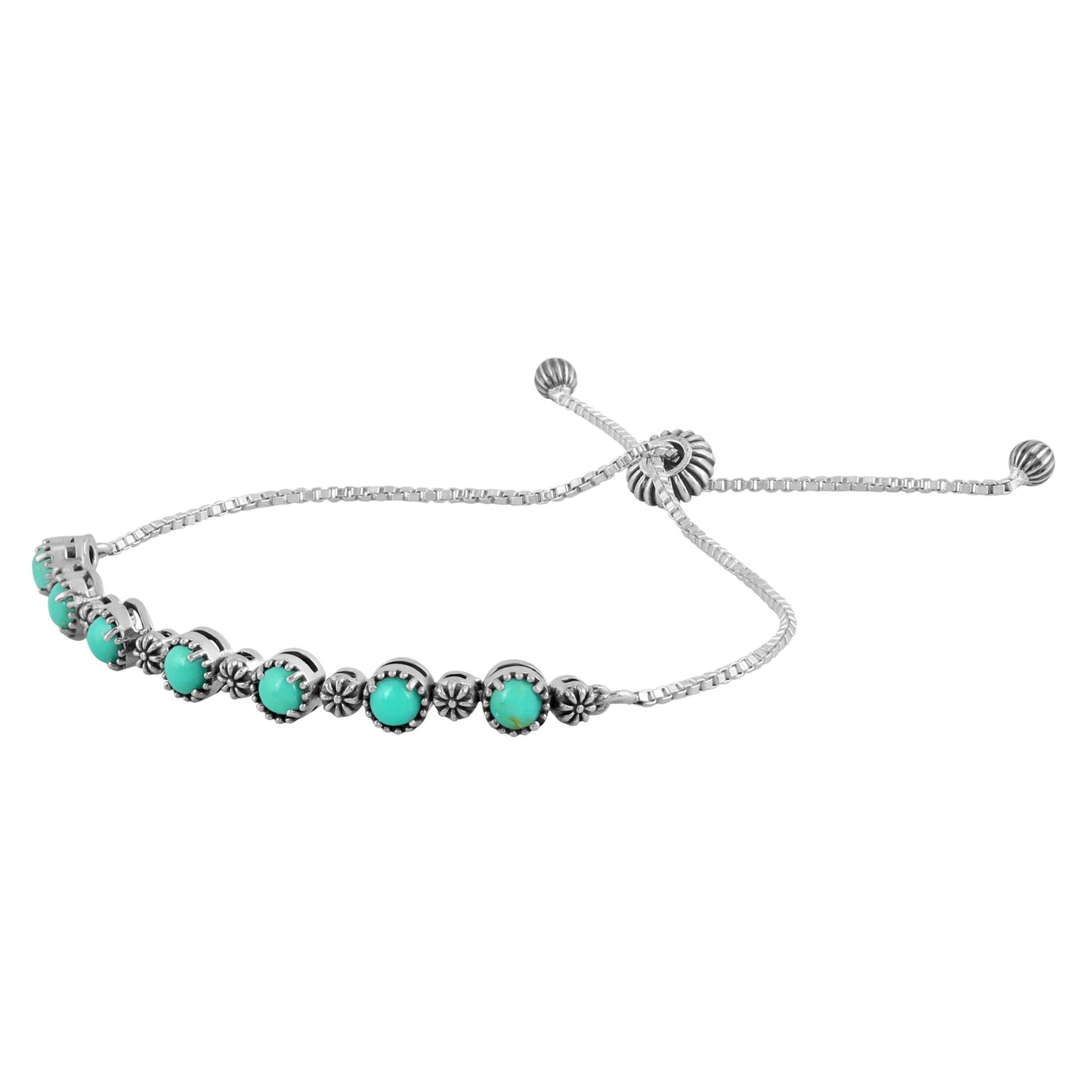 Sterling Silver Turquoise Adjustable Friendship Bracelet