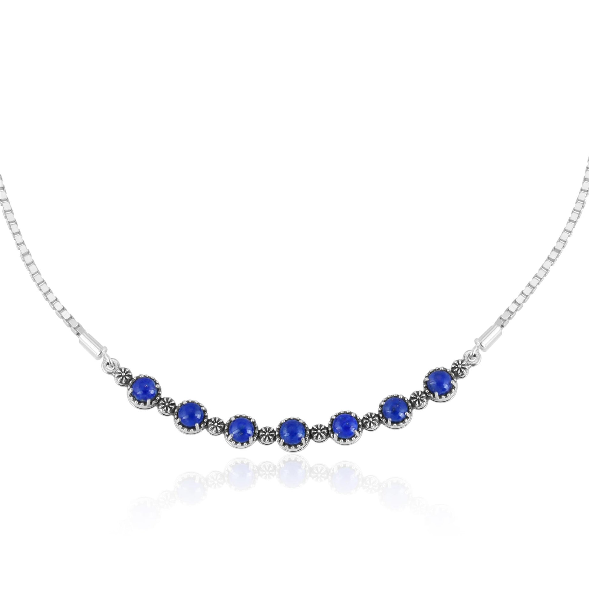Sterling Silver Lapis Friendship Plaque Necklace