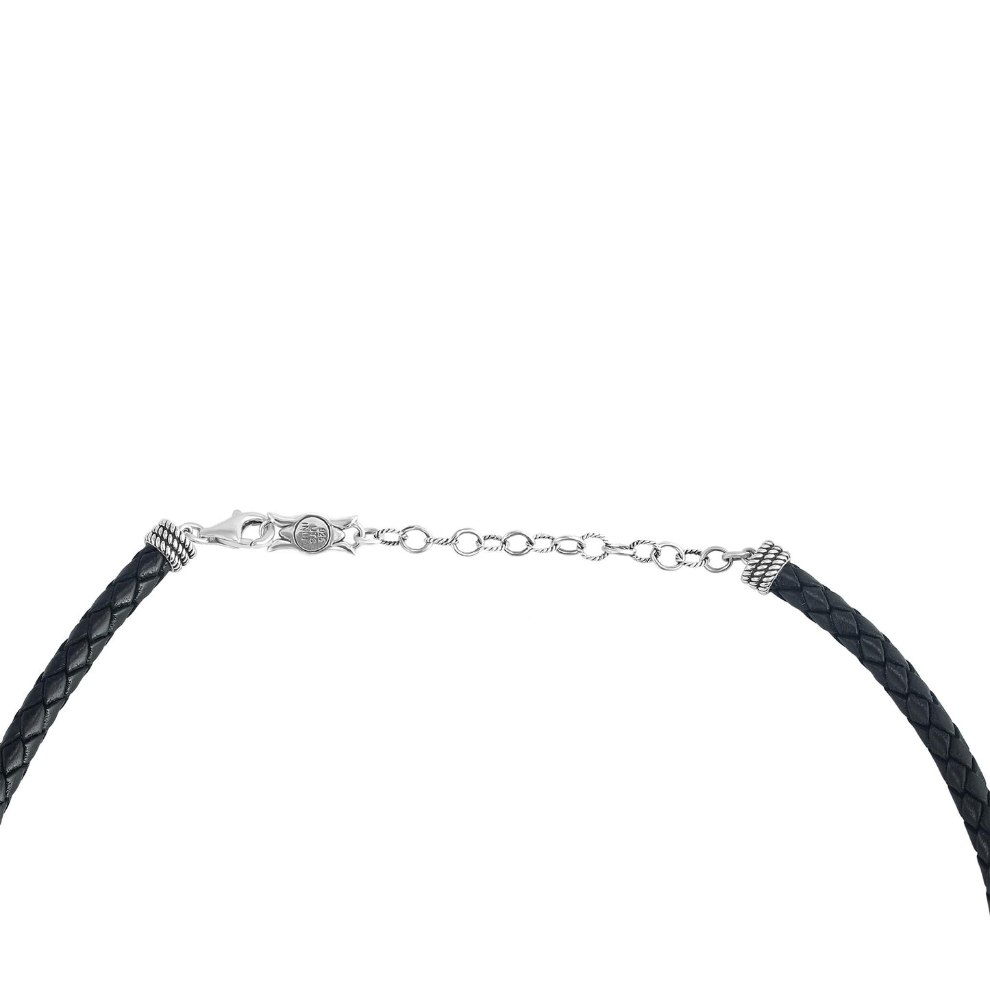 Sterling Silver Kingman Turquoise Oval Pendant Black Leather Necklace