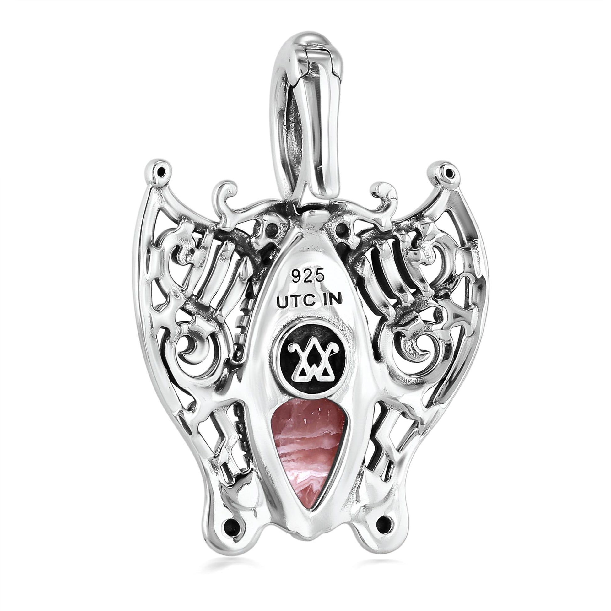 Sterling Silver Rhodochrosite Butterfly Pendant Enhancer