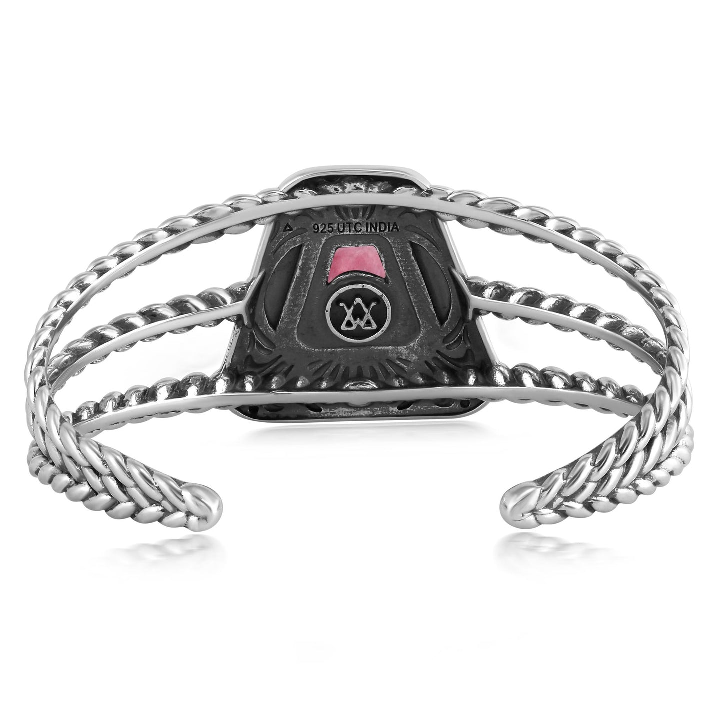 Sterling Silver Rhodonite Trapezoid Cuff Bracelet