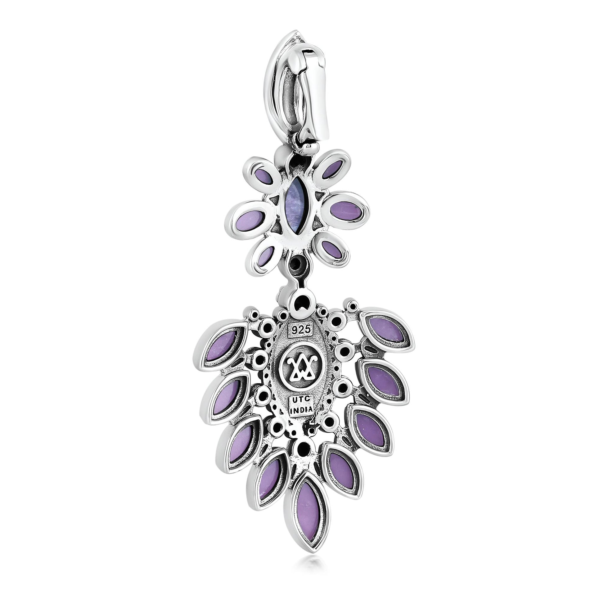 EXCLUSIVELY OURS! Sterling Silver Charoite and Phosphosiderite Oval and Marquise Pendant Enhancer