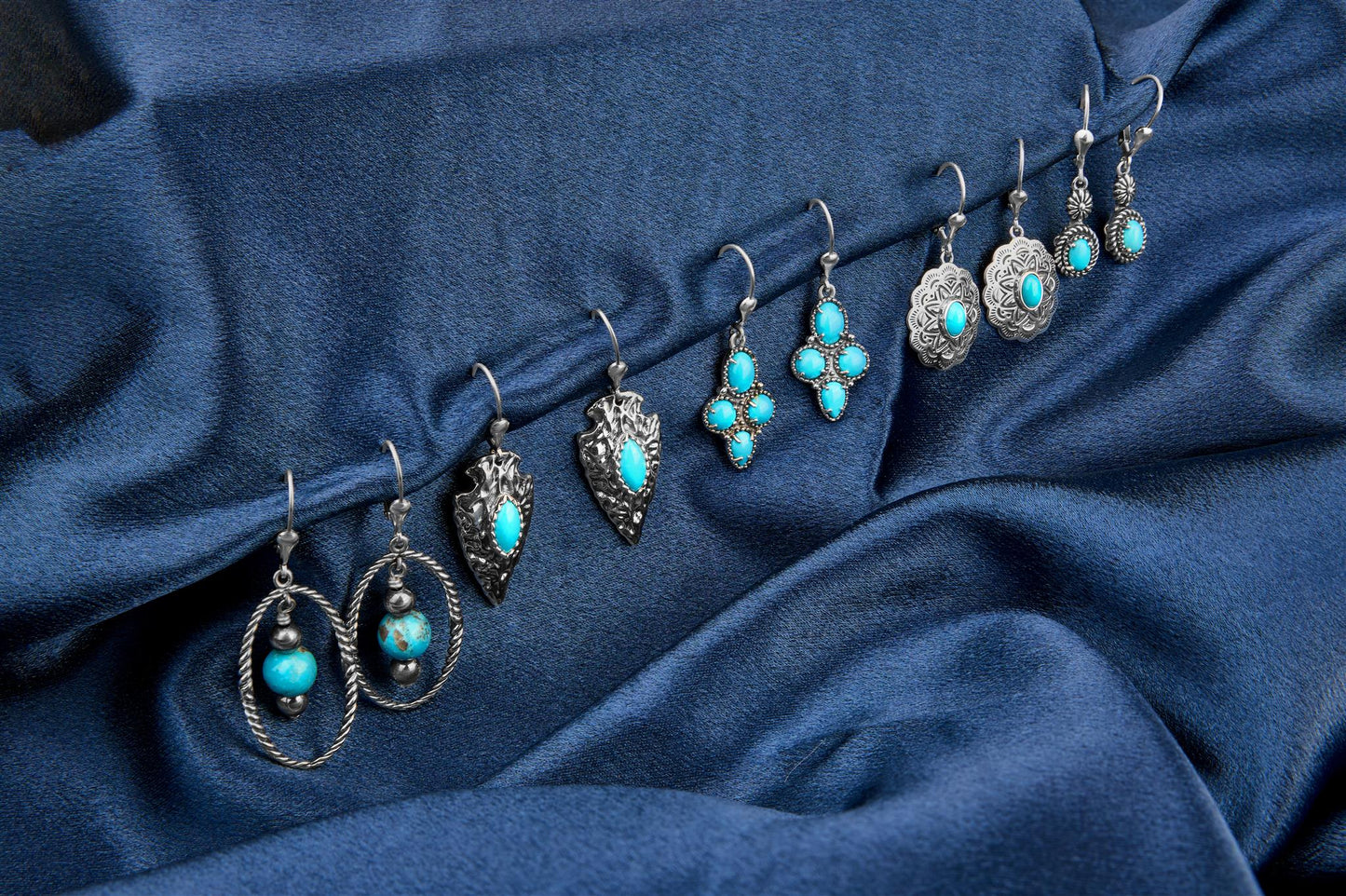 EXCLUSIVELY OURS! Sterling Silver Kingman Turquoise Fritz Casuse Arrowhead Lever Back Earrings