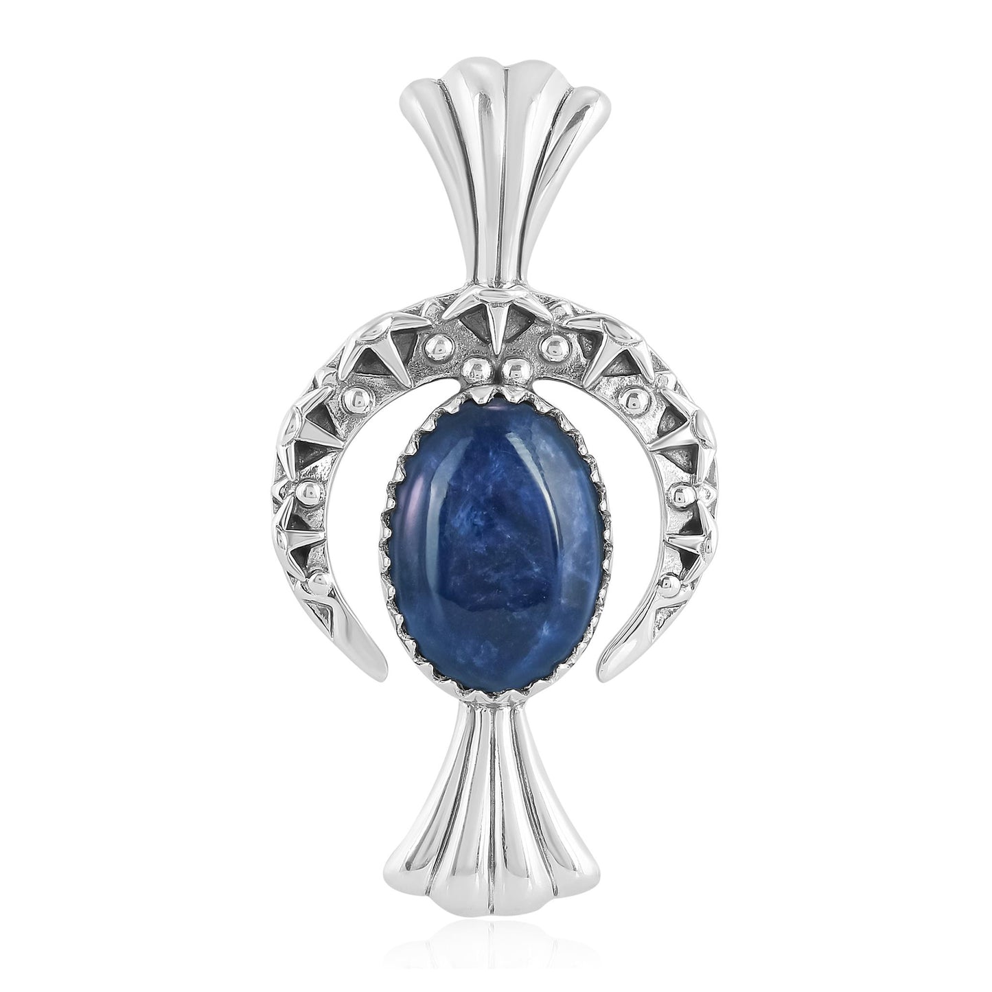 Sterling Silver Sodalite Fritz Casuse Squash Blossom Naja Crescent Moon Pendant Enhancer