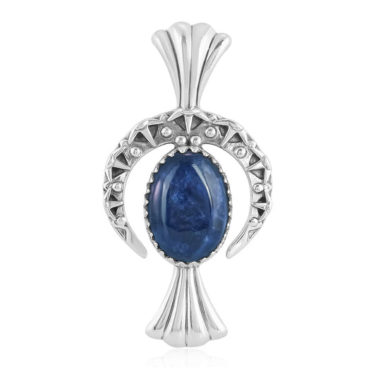 Sterling Silver Sodalite Fritz Casuse Squash Blossom Naja Crescent Moon Pendant Enhancer