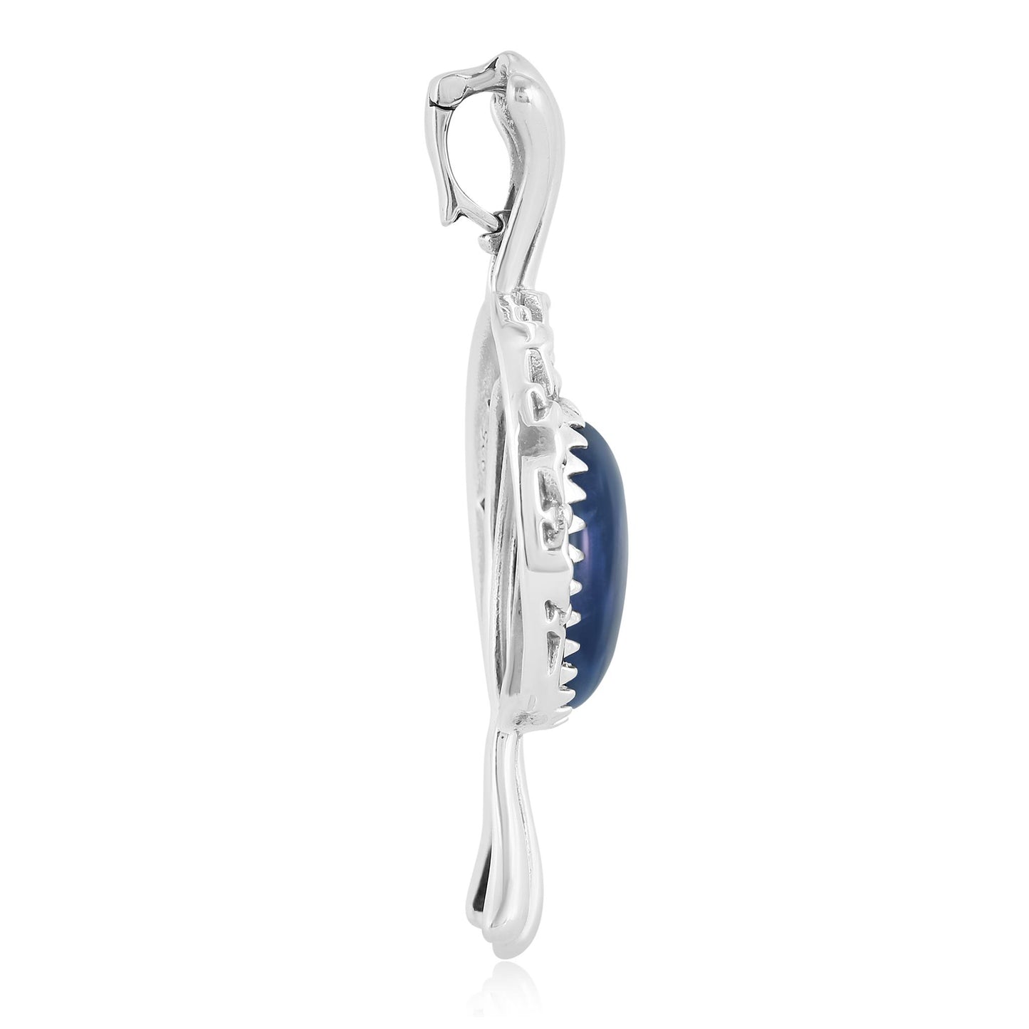 Sterling Silver Sodalite Fritz Casuse Squash Blossom Naja Crescent Moon Pendant Enhancer