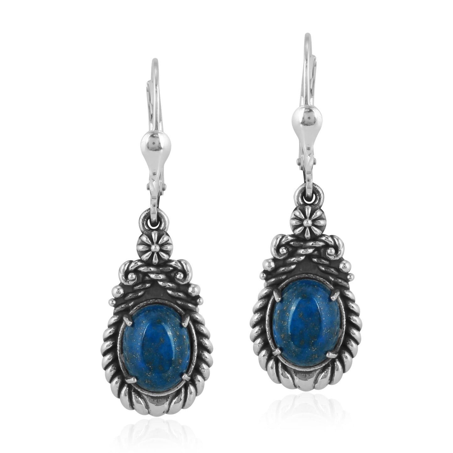 EXCLUSIVELY OURS! Sterling Silver Lapis Rope Design Dangle Earrings