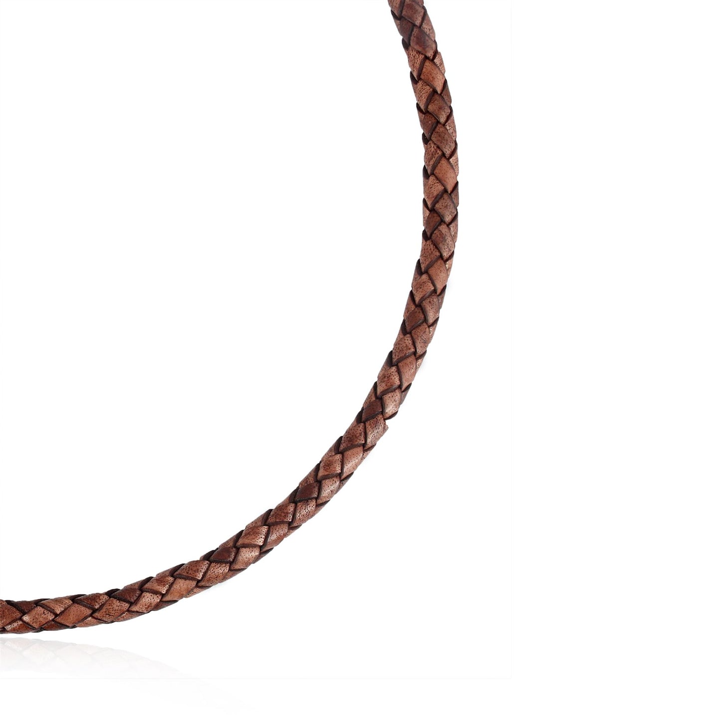 Sterling Silver Braided Antique Brown Leather Toggle Necklace