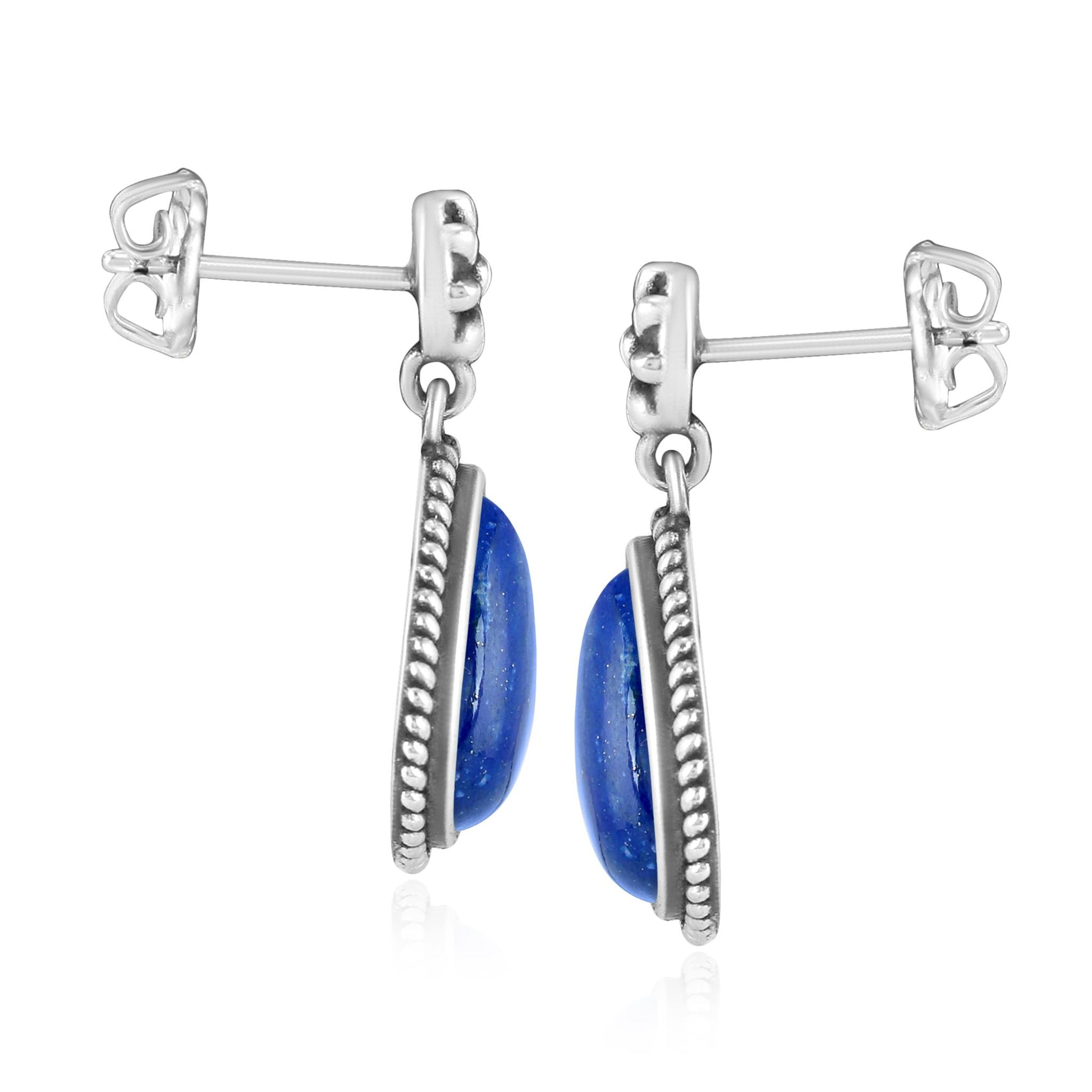 Sterling Silver Lapis Trillion Cut Post Earrings
