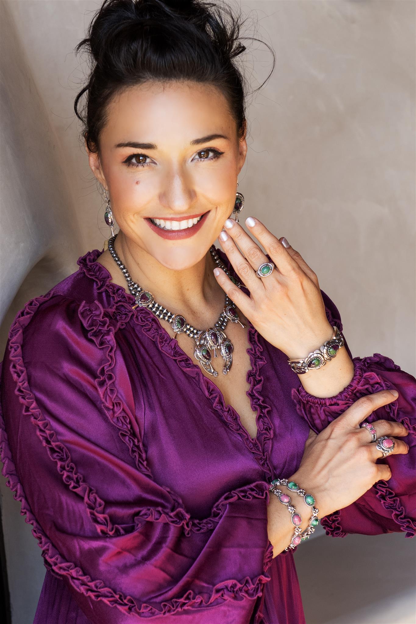 Sterling Silver Rhodonite 3-Stone Ring, Sizes 5 to 11