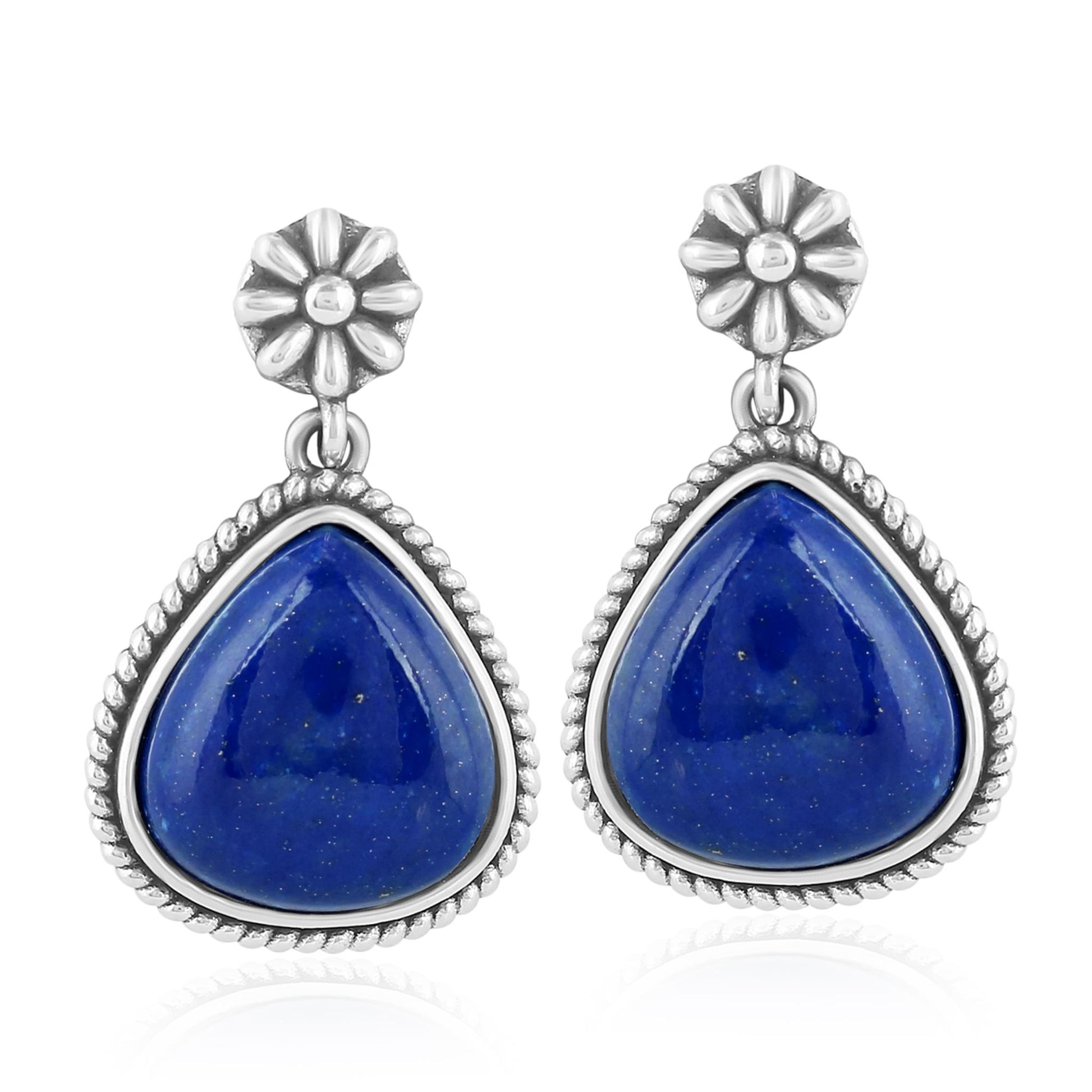 Sterling Silver Lapis Trillion Cut Post Earrings