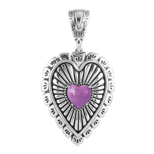 EXCLUSIVELY OURS! Sterling Silver Phosphosiderite Bold Heart Pendant Enhancer