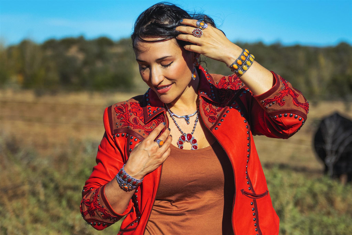 EXCLUSIVELY OURS! Sterling Silver Red Onyx Gemstone Flower Cluster Ring, Sizes 5 to 10