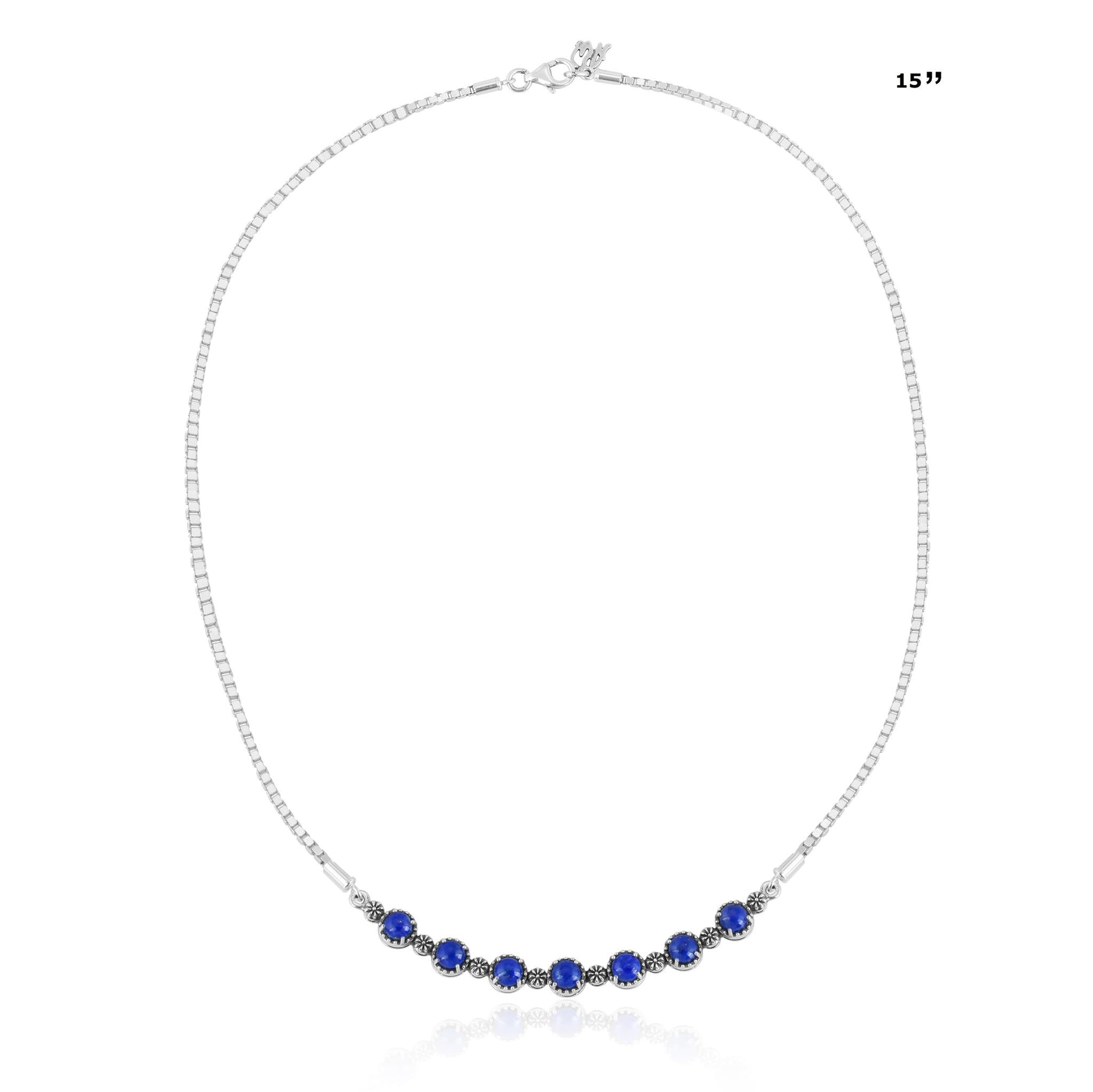 Sterling Silver Lapis Friendship Plaque Necklace