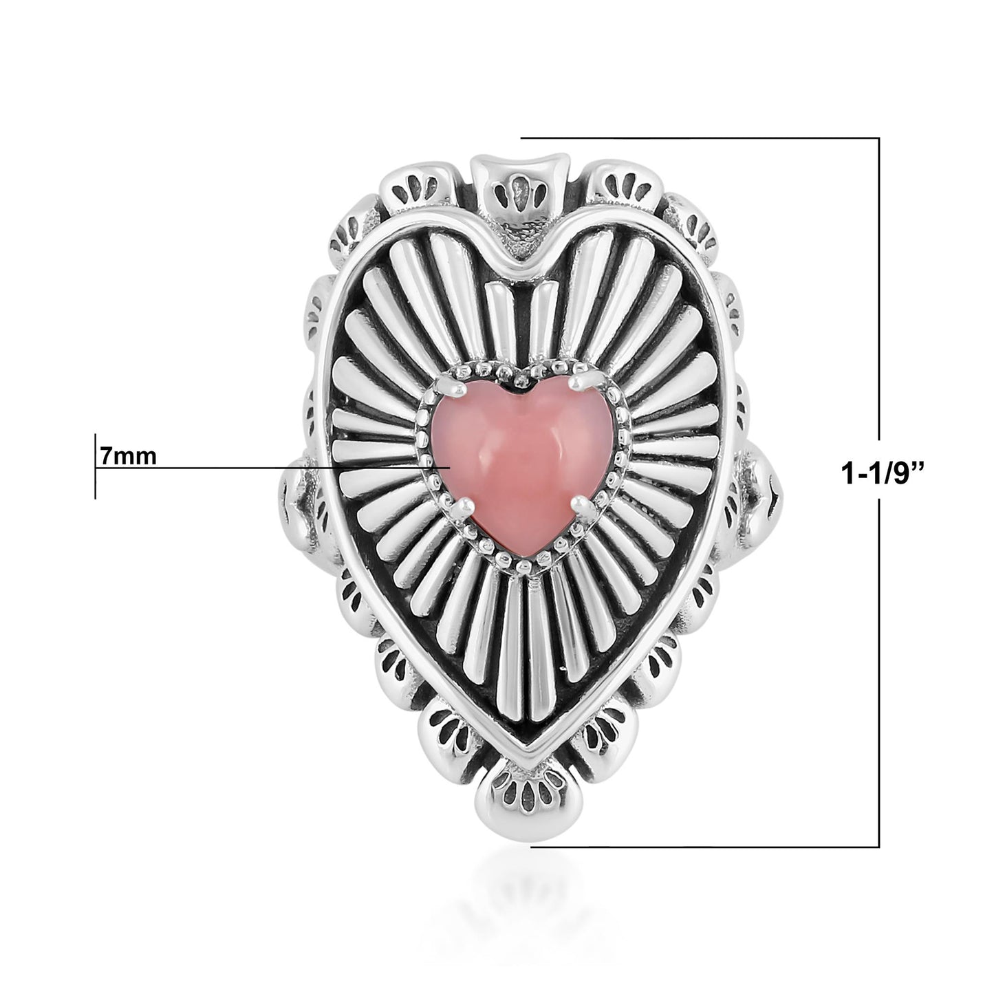 Sterling Silver Pink Opal Bold Heart Ring