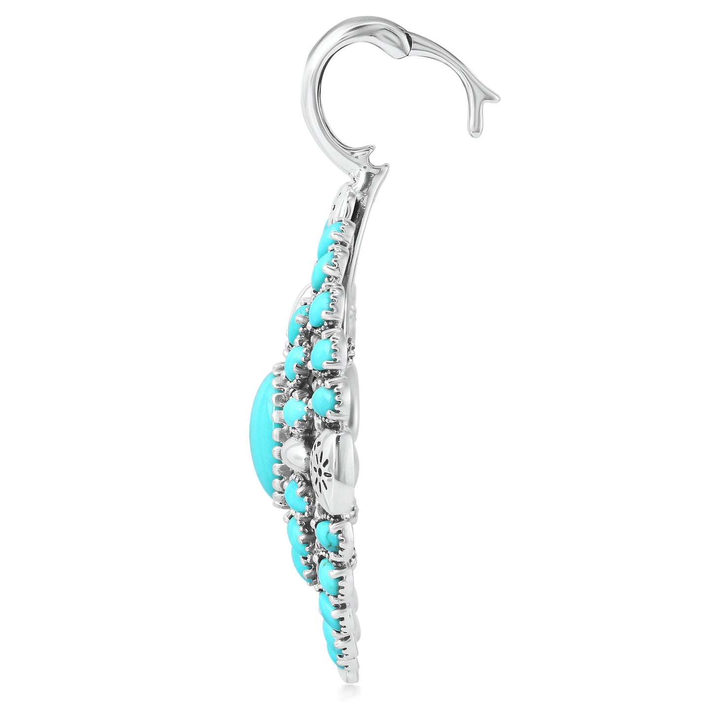 EXCLUSIVELY YOURS! Sterling Silver Kingman Turquoise Oval Floral Cluster Pendant Enhancer