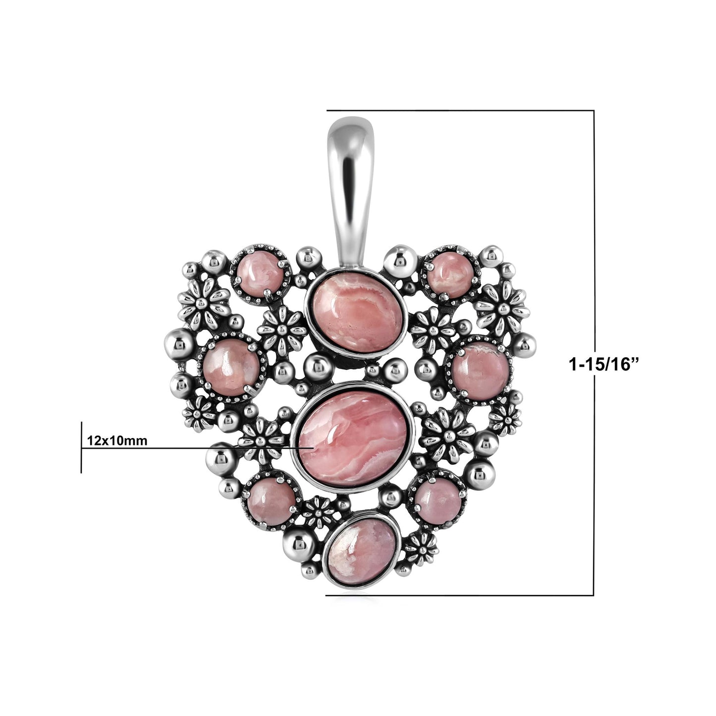 EXCLUSIVELY OURS! Sterling Silver Rhodochrosite Heart Cluster Pendant Enhancer