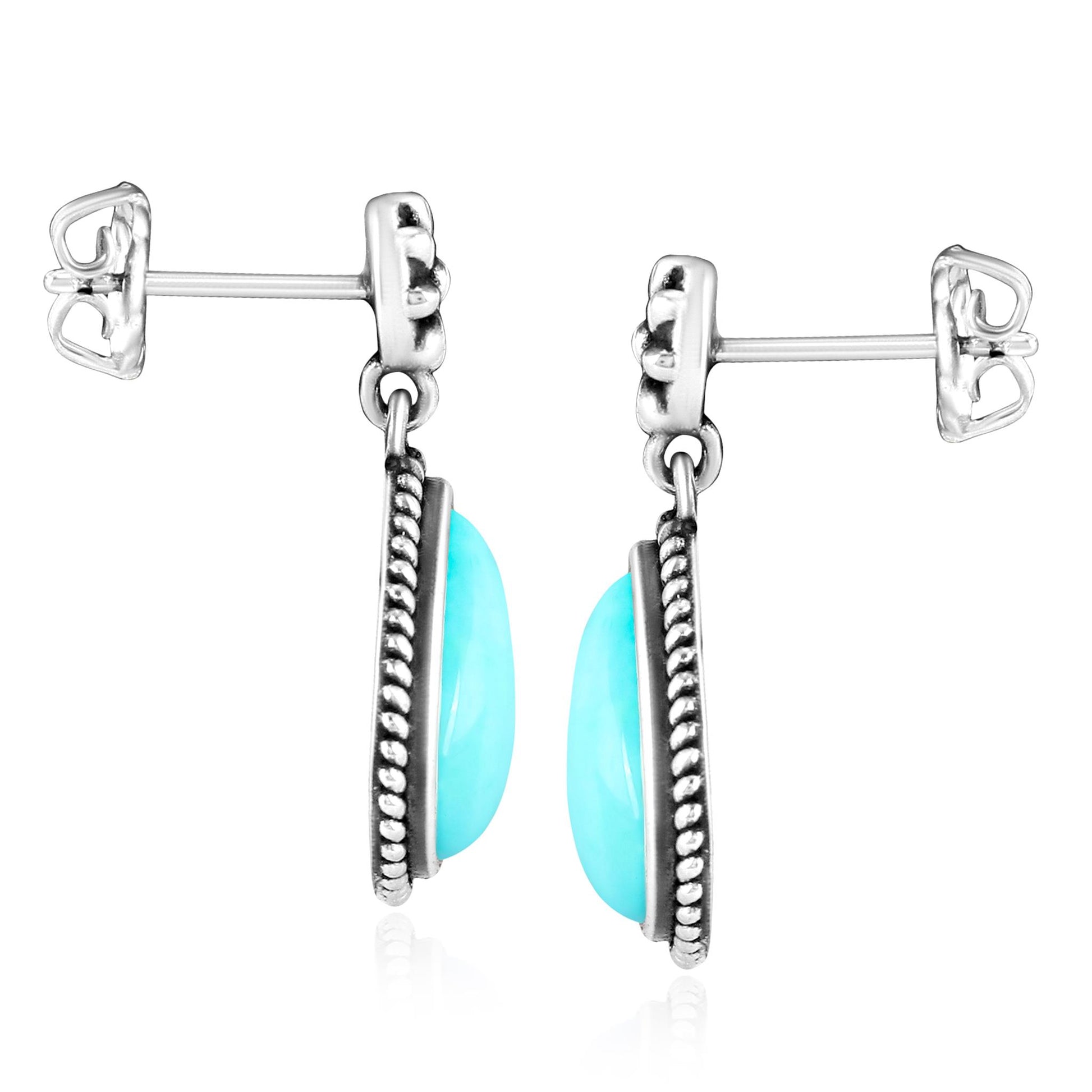 EXCLUSIVELY OURS! Sterling Silver Kingman Turquoise Trillion Cut Post Earrings