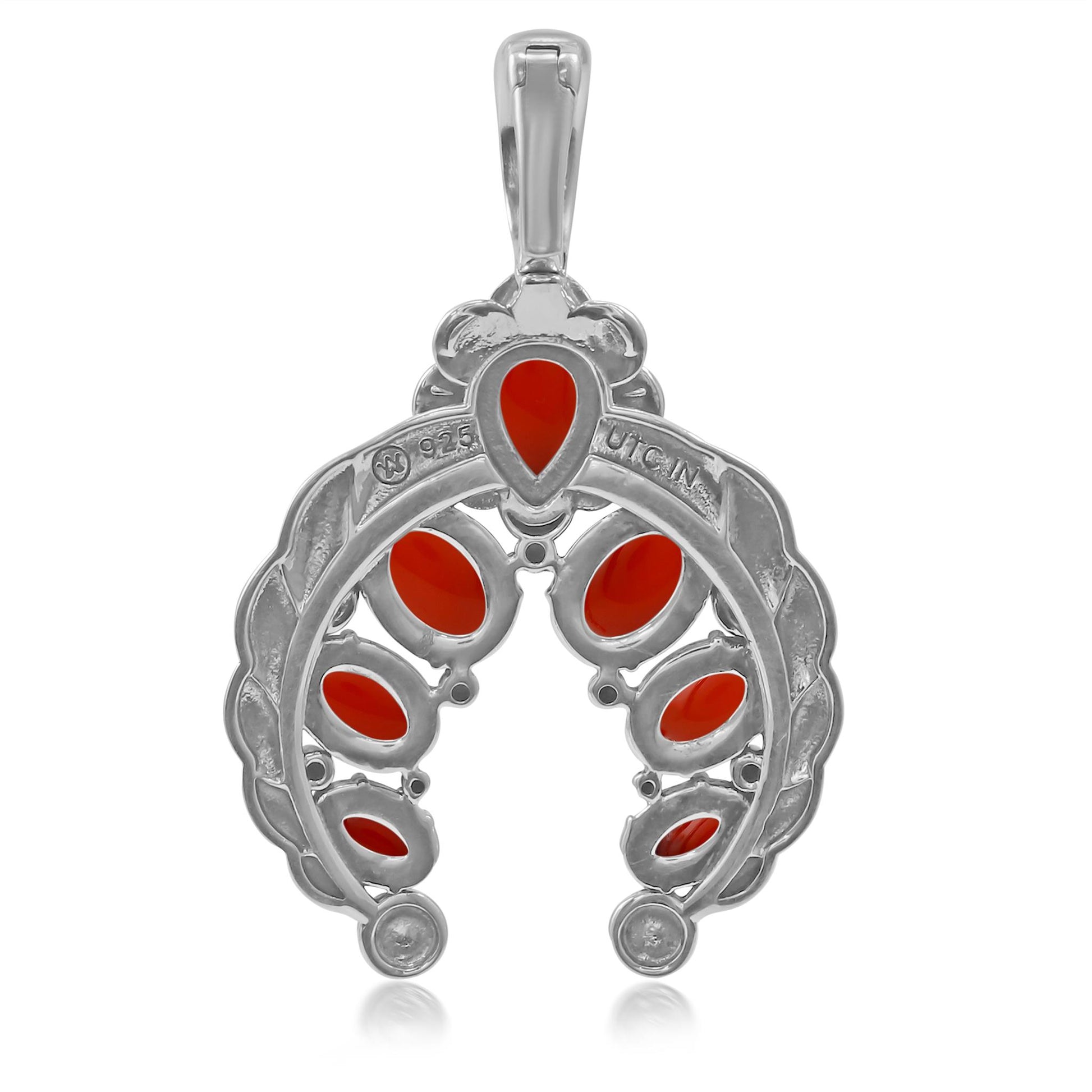 Sterling Silver Red Onyx Twisted Rope Naja Pendant Enhancer