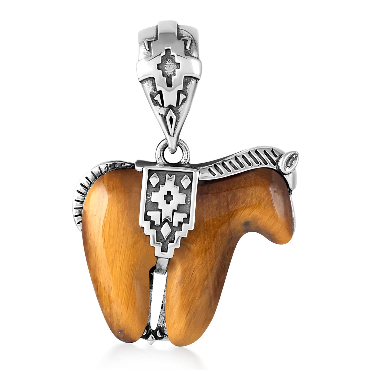 Sterling Silver Tiger's Eye Horse Pendant Enhancer