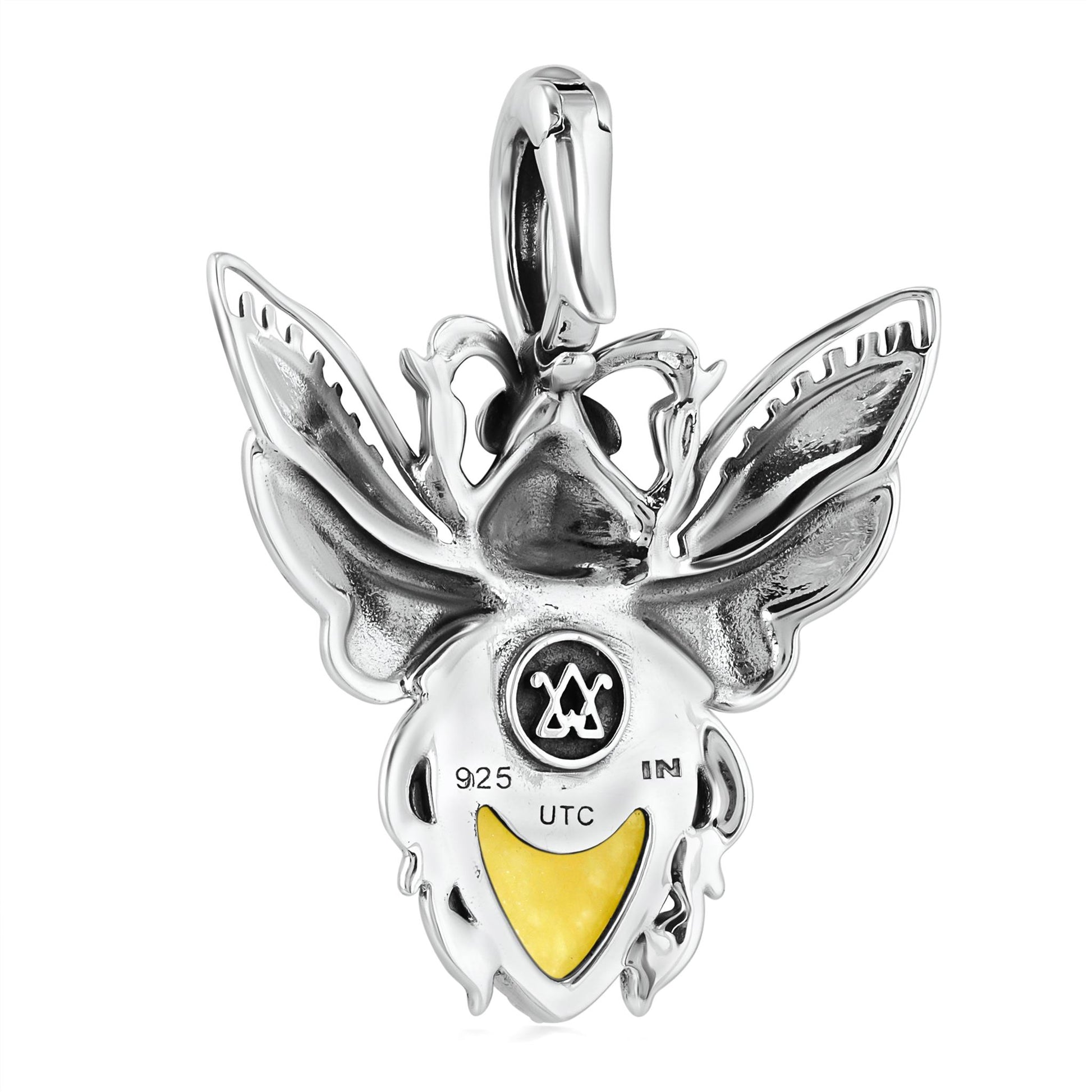 Sterling Silver Yellow Jasper Bumblebee Pendant Enhancer