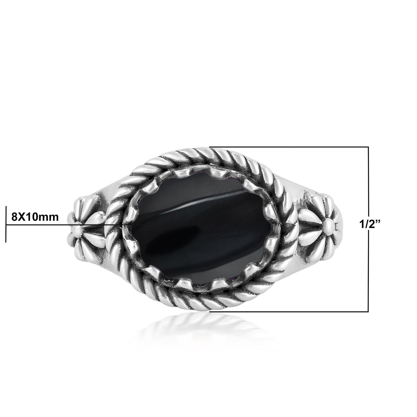 Sterling Silver Black Onyx East West Ring