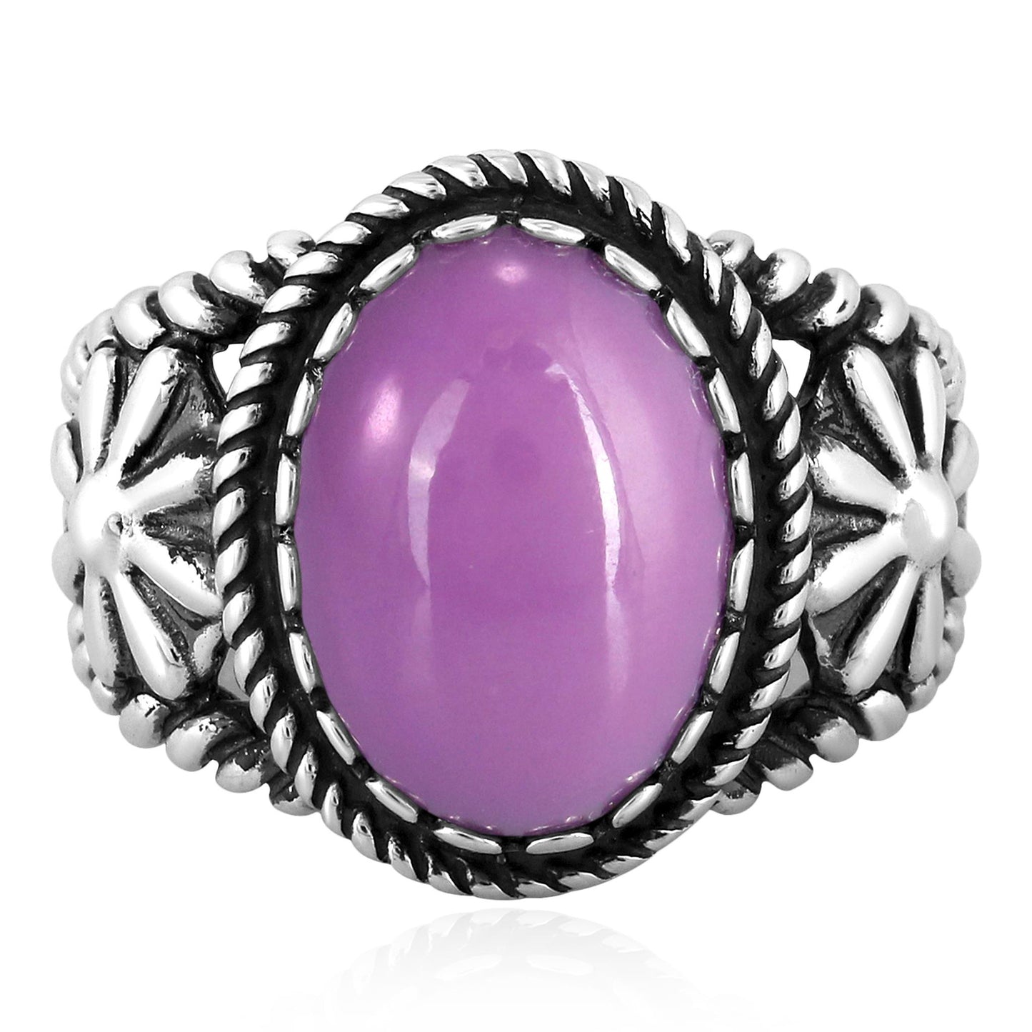 Sterling Silver Phosphosiderite Concha Flower Ring