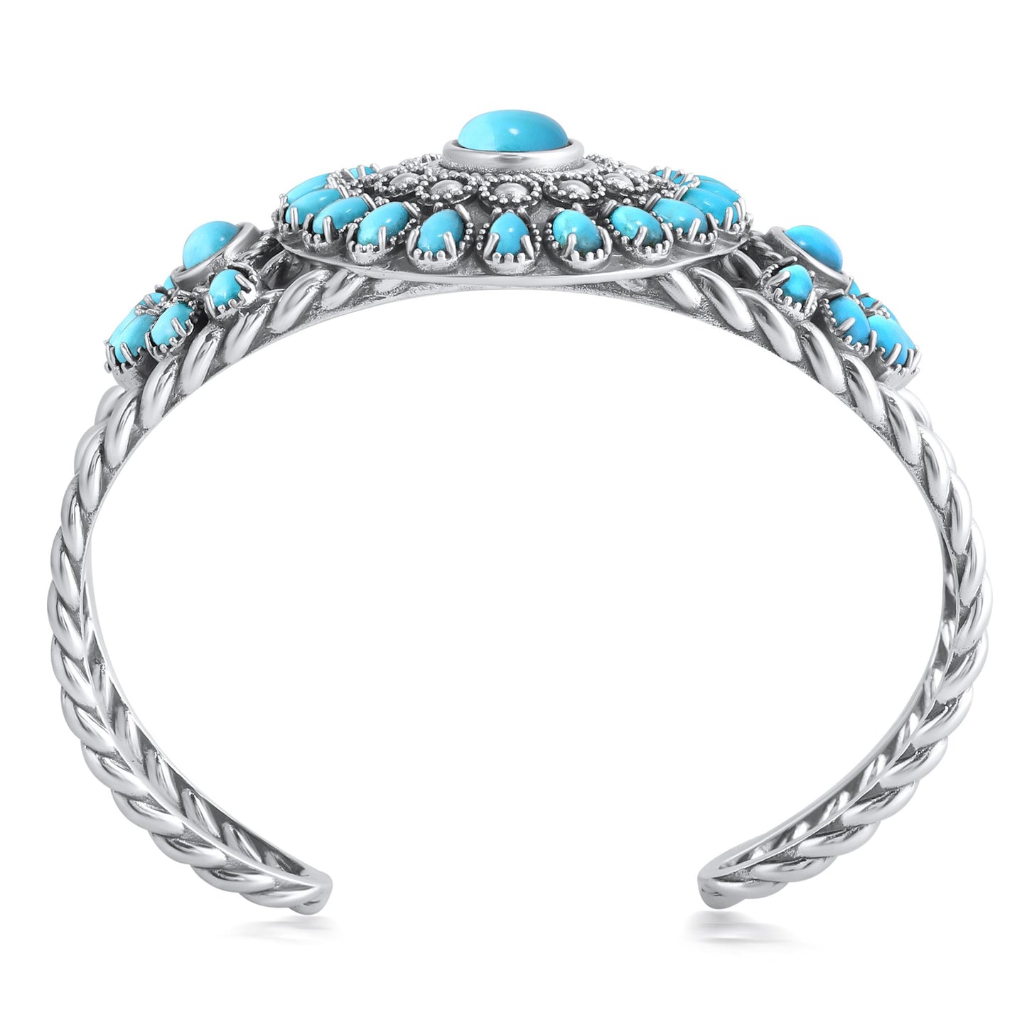 EXCLUSIVELY OURS! Sterling Silver Kingman Turquoise Bold Pear and Oval Cut Cuff Bracelet