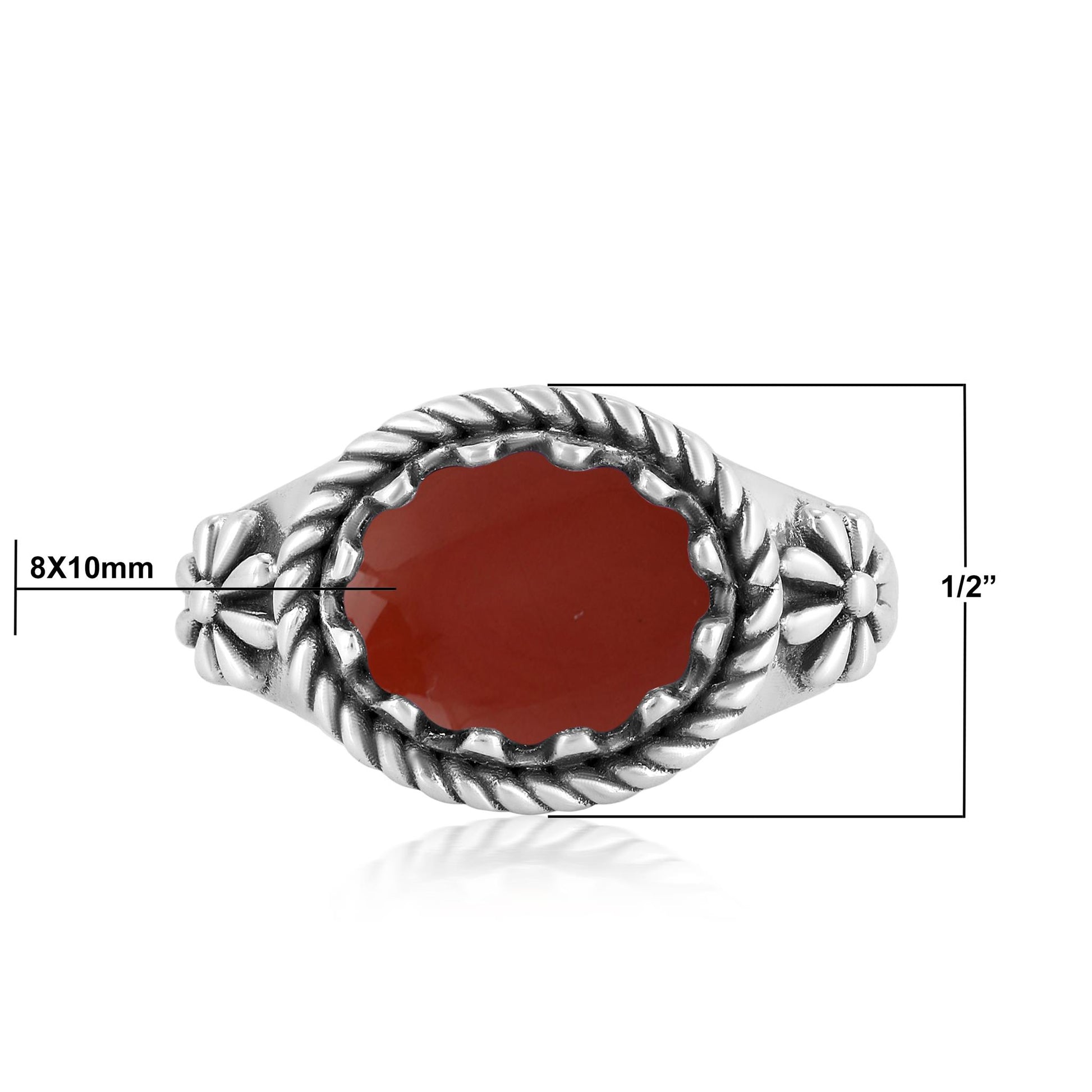 Sterling Silver Red Jasper East West Ring