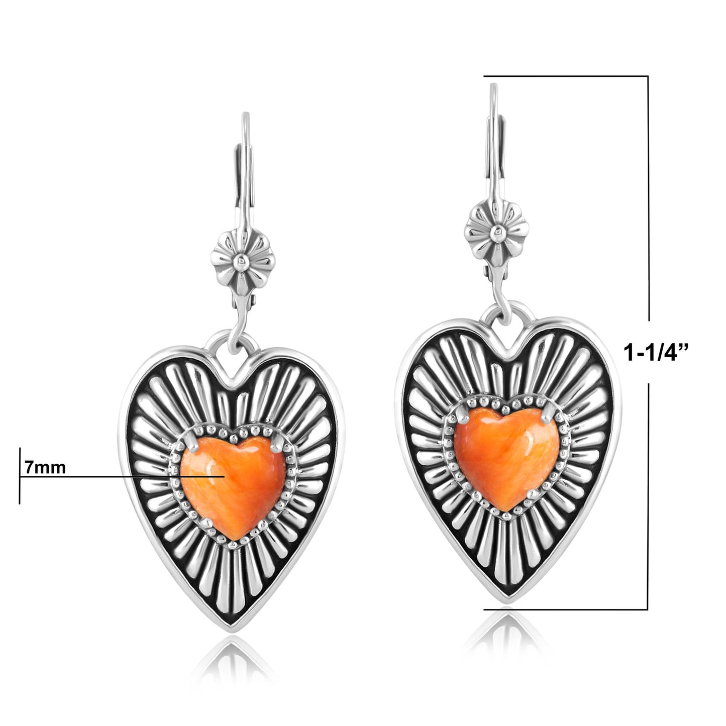 EXCLUSIVELY OURS! Sterling Silver Orange Spiny Oyster Bold Heart Earrings