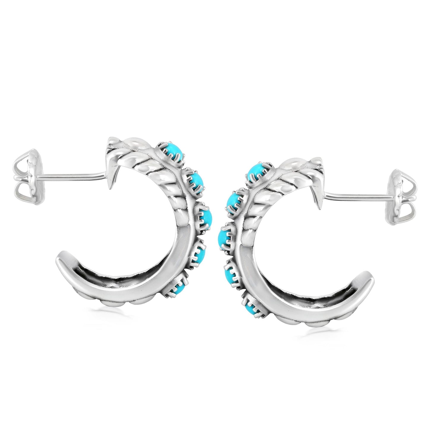 Sterling Silver Sleeping Beauty Turquoise Twist Hoop Earrings