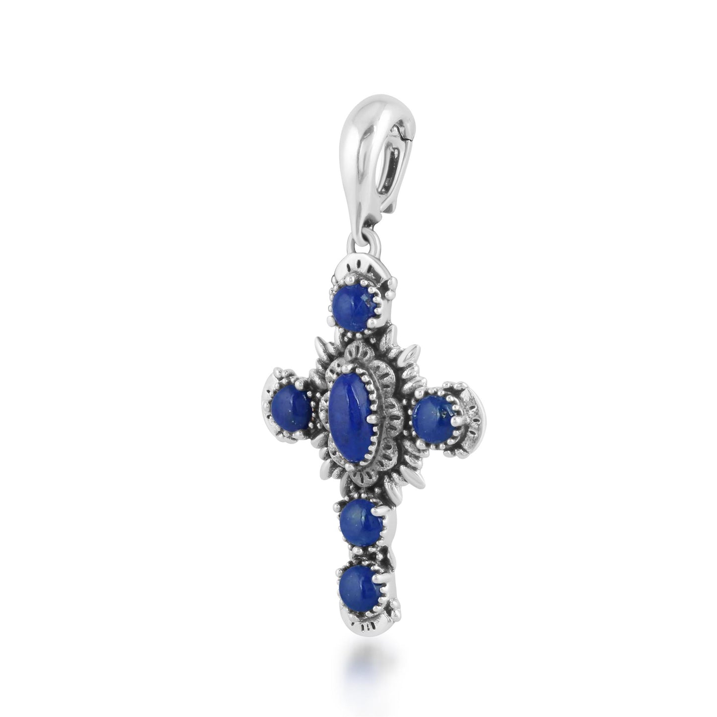 EXCLUSIVELY OURS! Sterling Silver Lapis Cross Pendant Enhancer