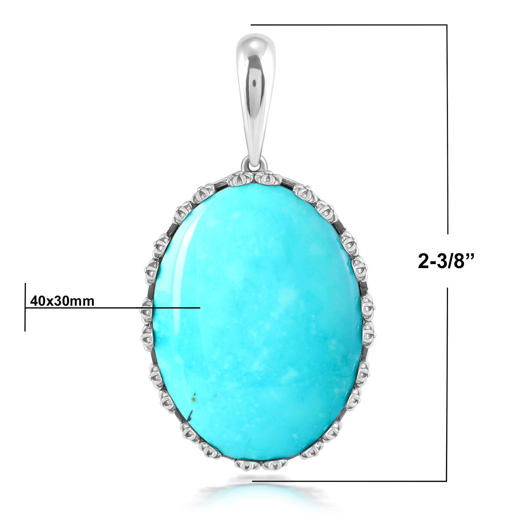 EXCLUSIVELY OURS! Sterling Silver Kingman Turquoise Oval Pendant Enhancer