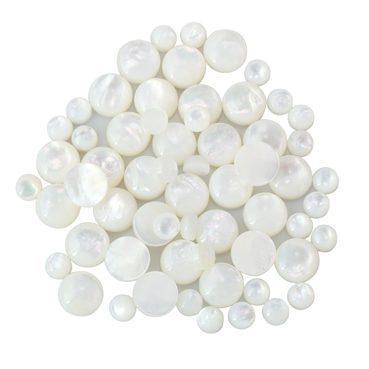 Sterling Silver White Mother of Pearl Oval Beaded Ring
