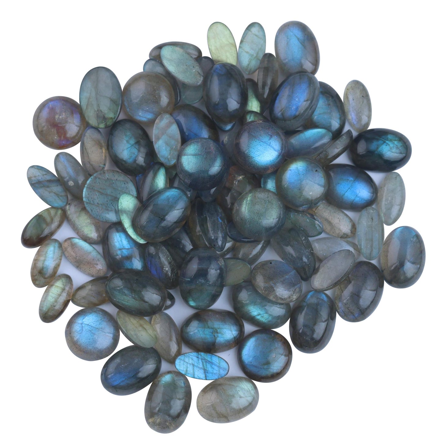 Sterling Silver Labradorite Large Naja Squash Blossom Necklace