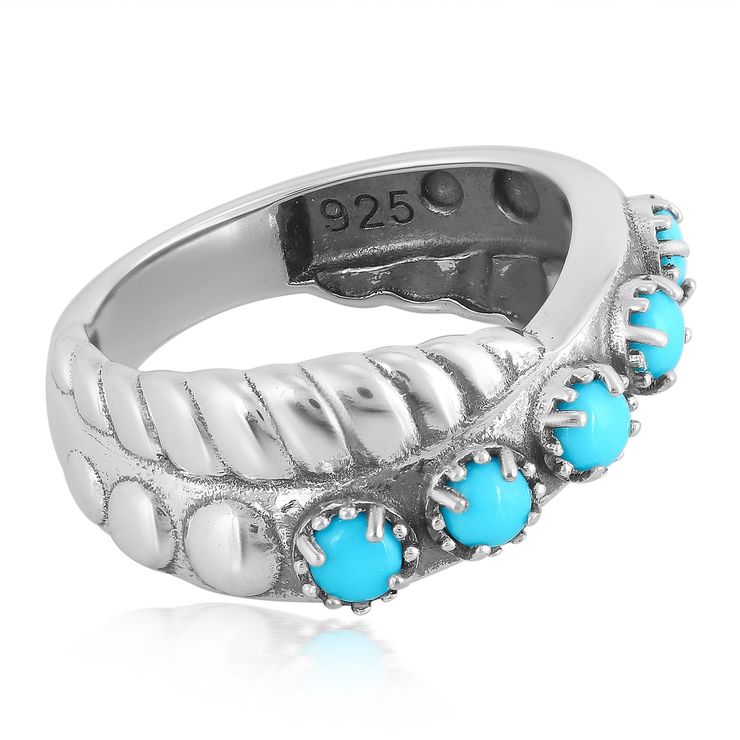 Sterling Silver Sleeping Beauty Turquoise Twist Band Ring