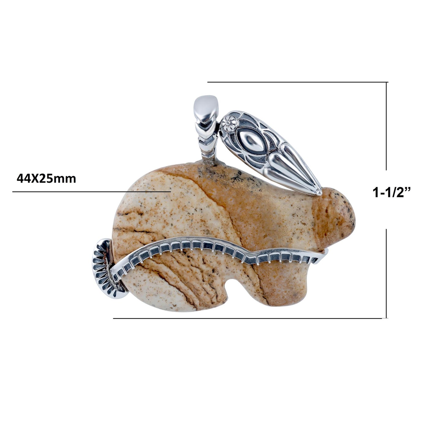 Sterling Silver Picture Jasper Rabbit "Trickster" Pendant Enhancer