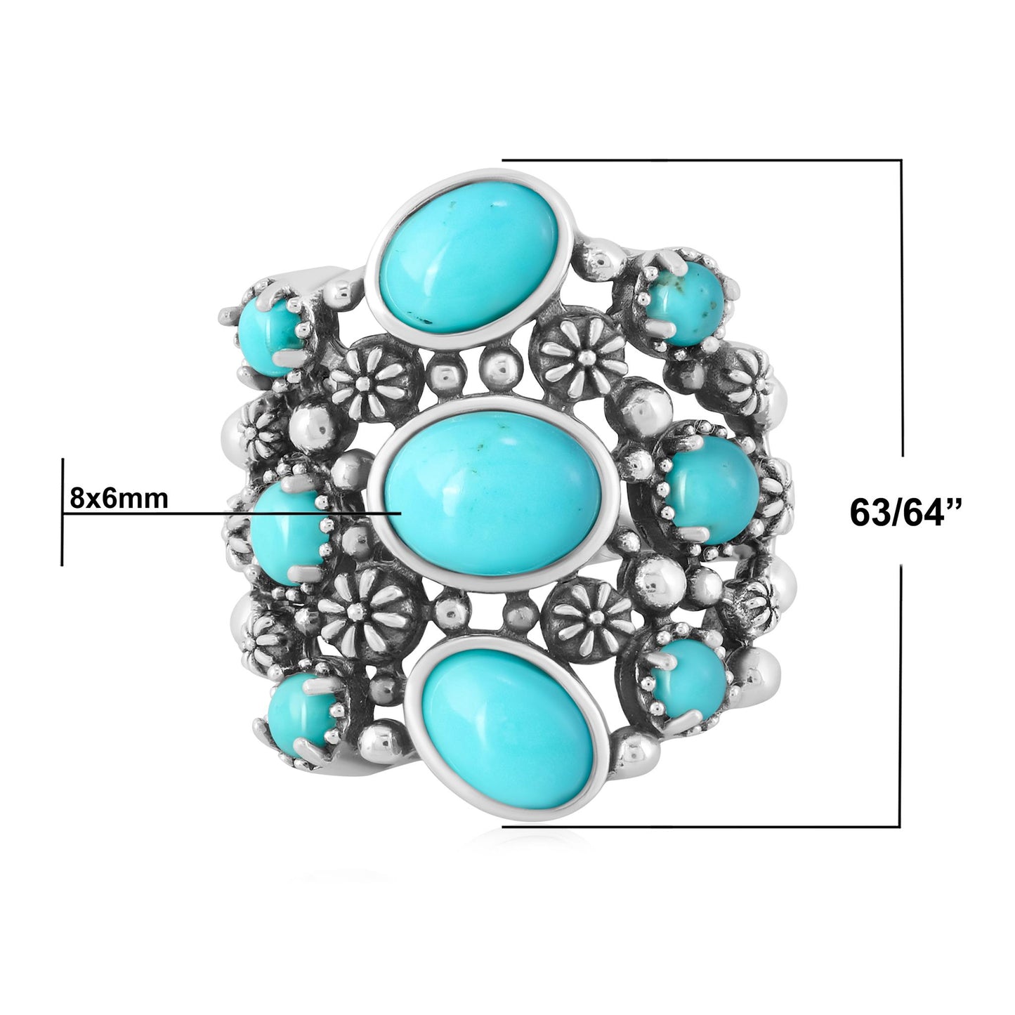 EXCLUSIVELY OURS! Sterling Silver Kingman Turquoise 9-Stone Cluster Ring