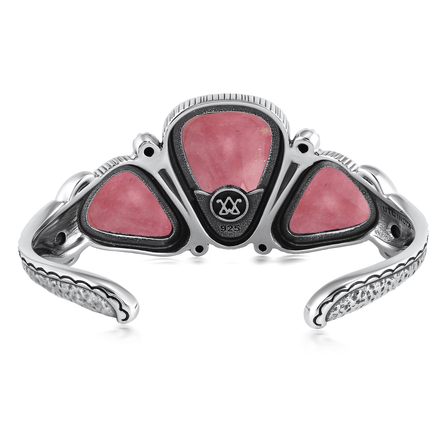 EXCLUSIVELY OURS! Sterling Silver Rhodonite 3-Stone Triangle Cuff