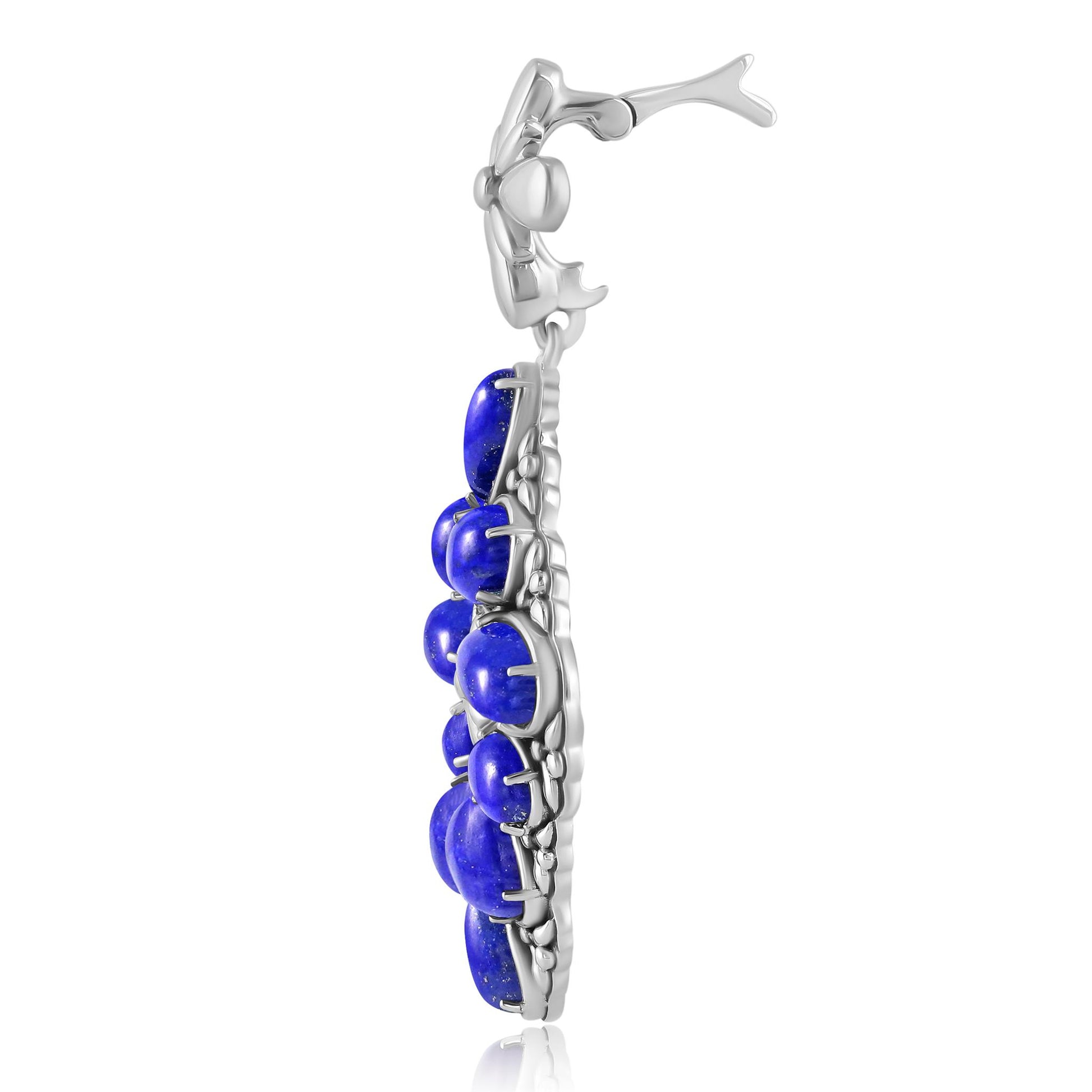 Sterling Silver Lapis Diamond Shaped Cluster Pendant Enhancer