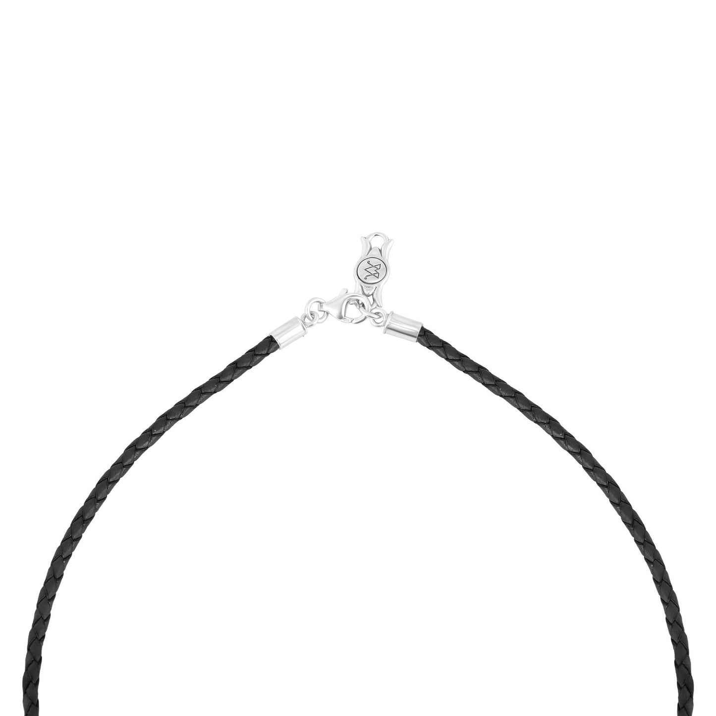 Sterling Silver White Howlite Black Leather Squash Blossom Necklace