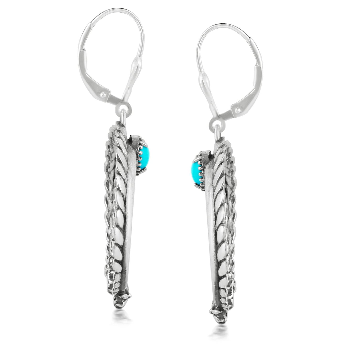 Sterling Silver Blue Turquoise Naja Lever Back Earrings