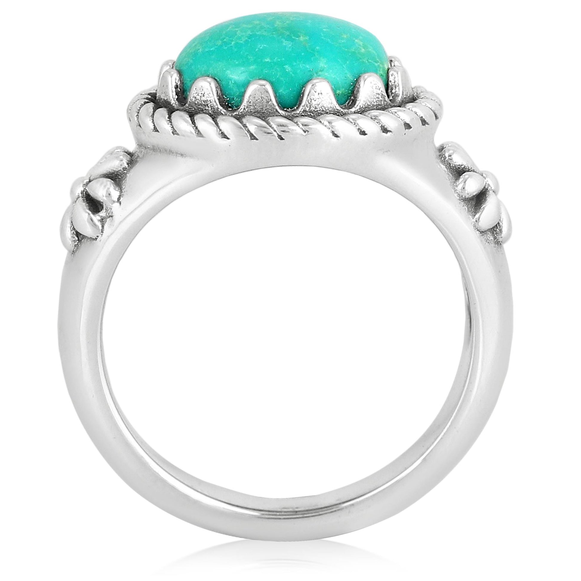 Sterling Silver Green Turquoise East West Ring
